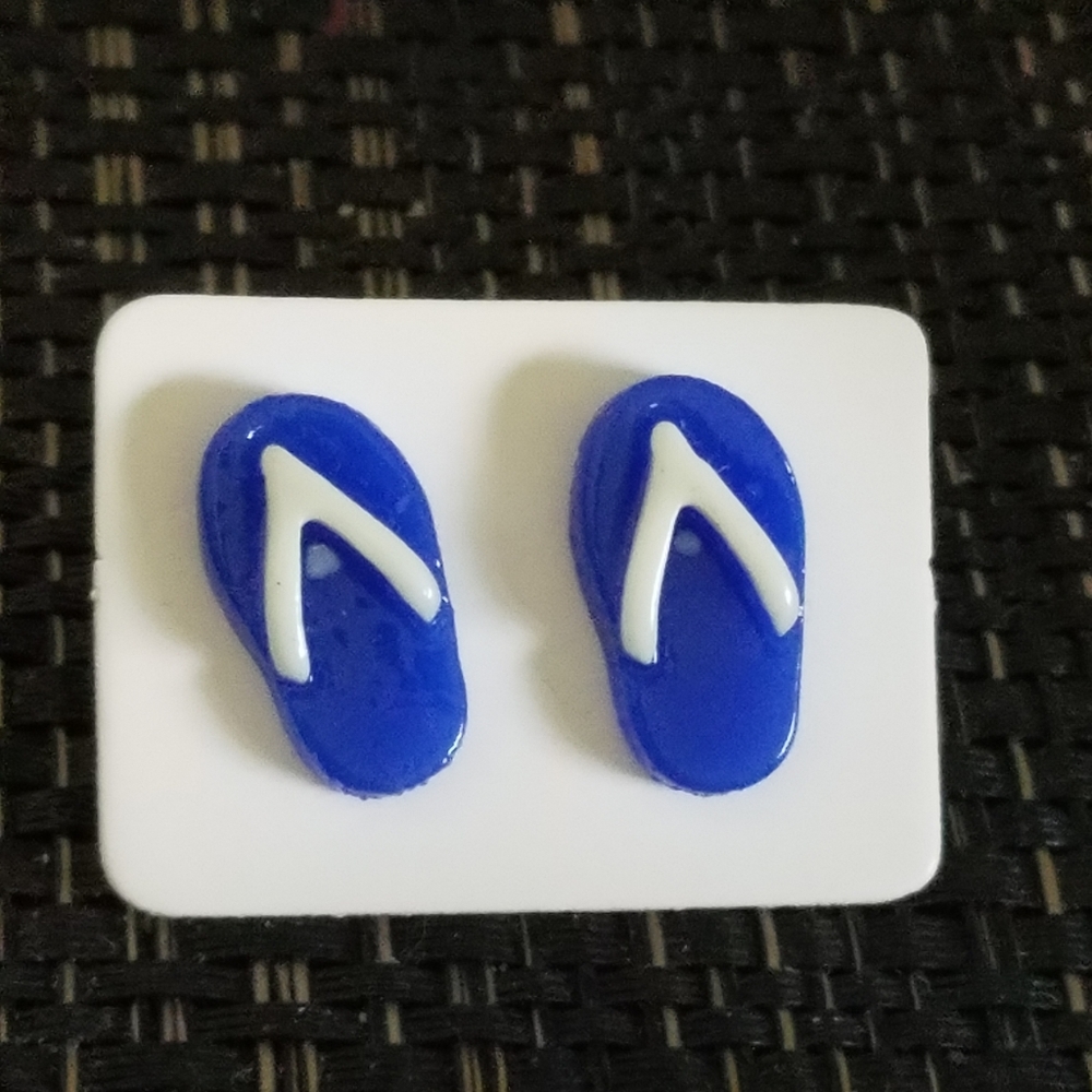 Dark Blue Flip Flop Earrings